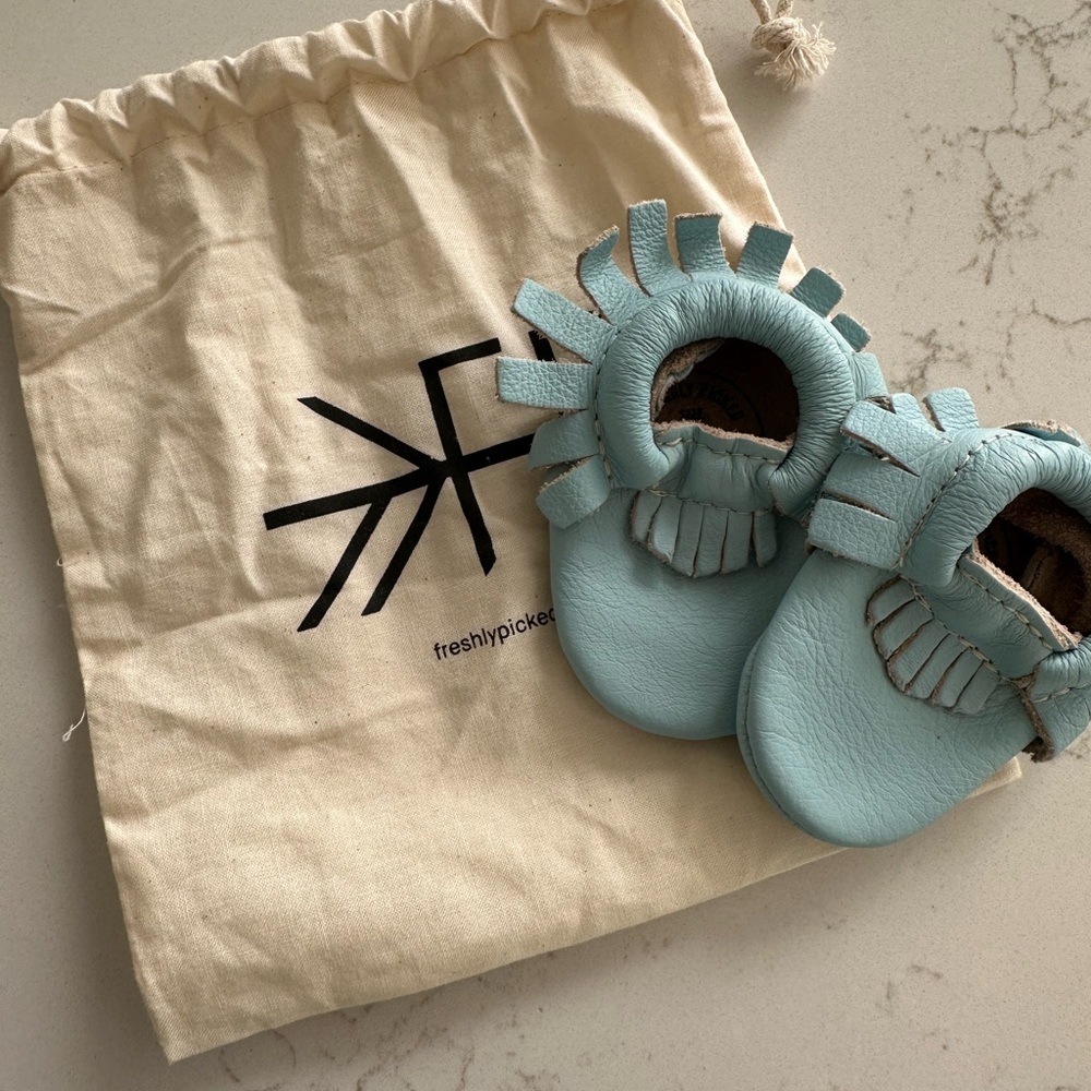 Freshly Picked Kids Moccasins - Light Blue
